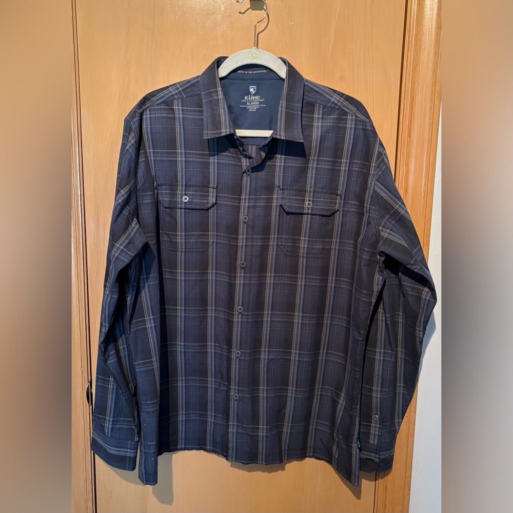 KUHL Long Sleeve Plaid Button Down Shirt Born in the Mountains Men’s Size XL